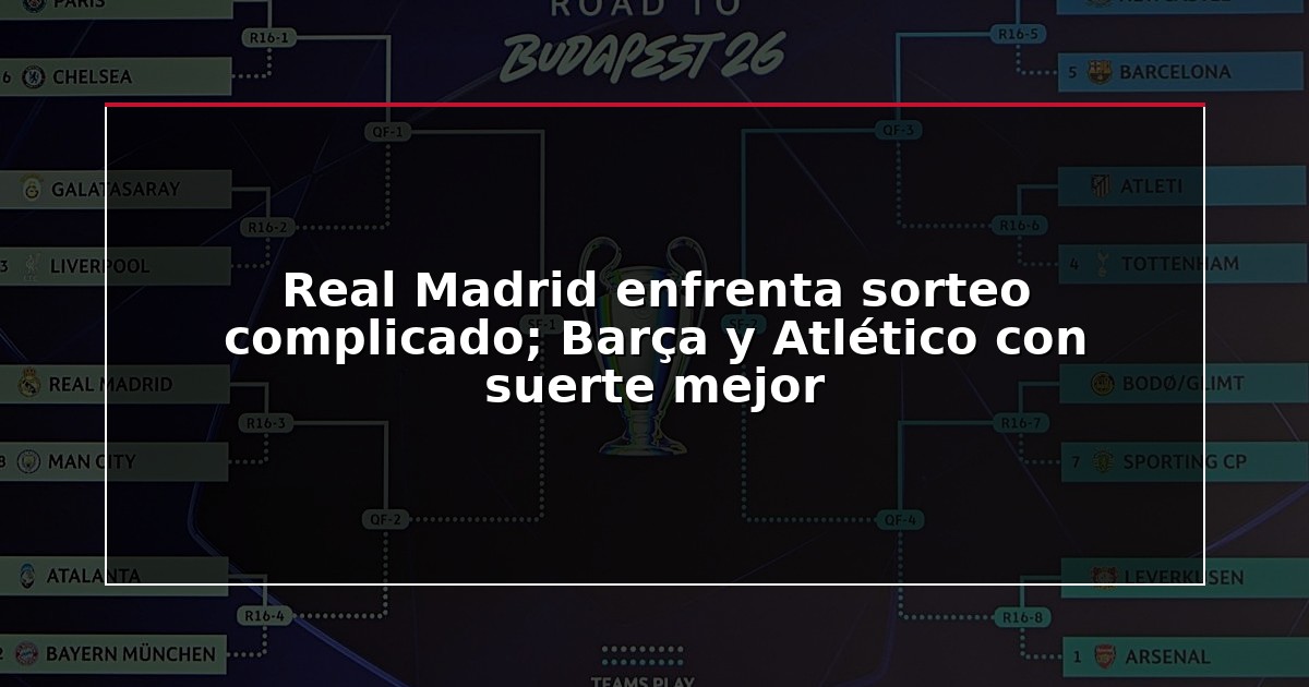 Real Madrid enfrenta sorteo complicado; Barça y Atlético con suerte mejor