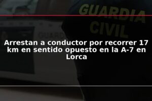 Arrestan a conductor por recorrer 17 km en sentido opuesto en la A-7 en Lorca