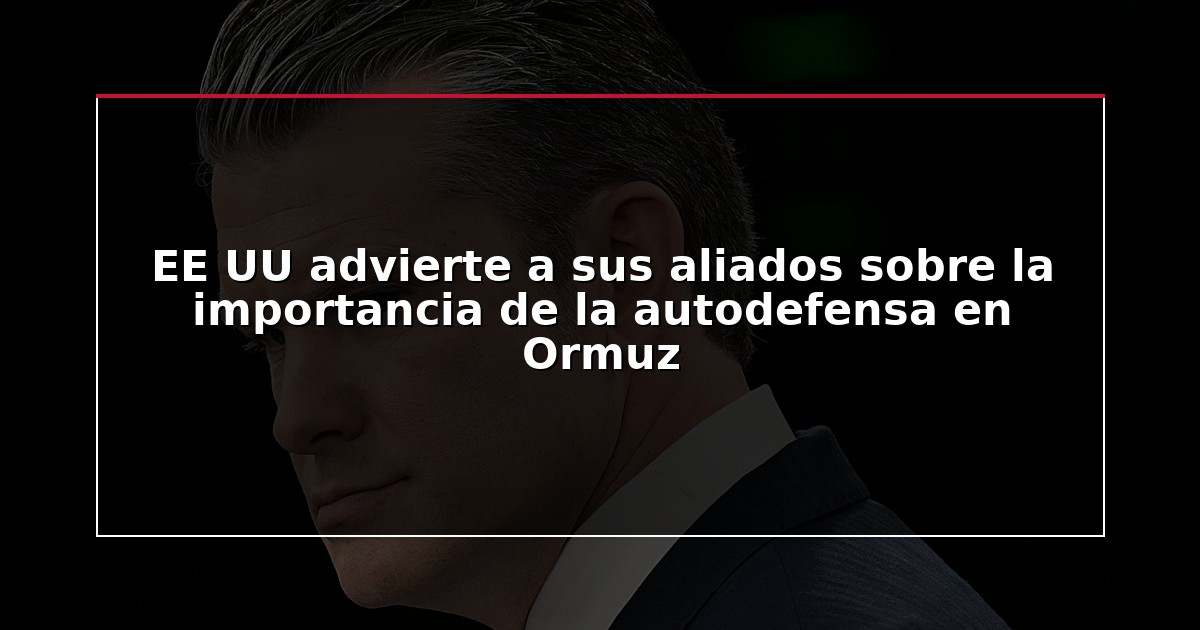 EE UU advierte a sus aliados sobre la importancia de la autodefensa en Ormuz