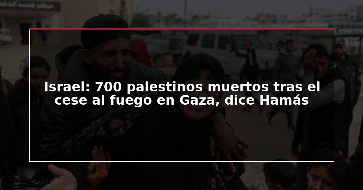 Israel: 700 palestinos muertos tras el cese al fuego en Gaza, dice Hamás