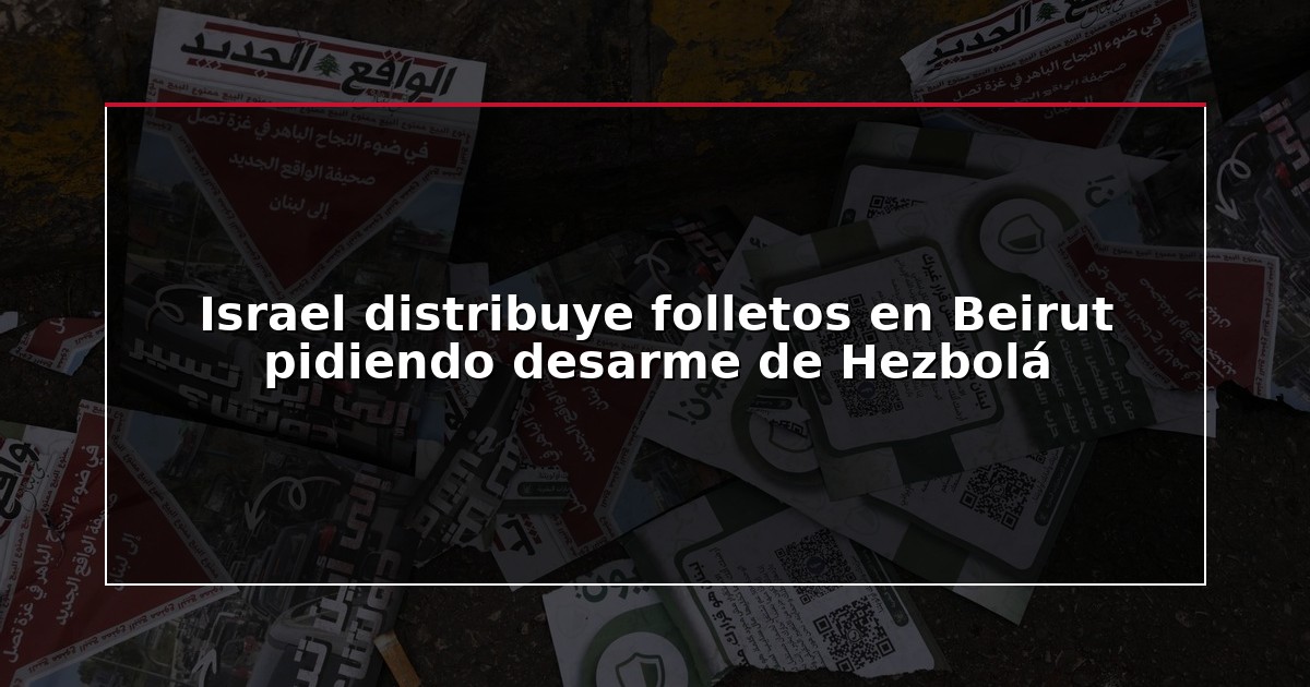 Israel distribuye folletos en Beirut pidiendo desarme de Hezbolá