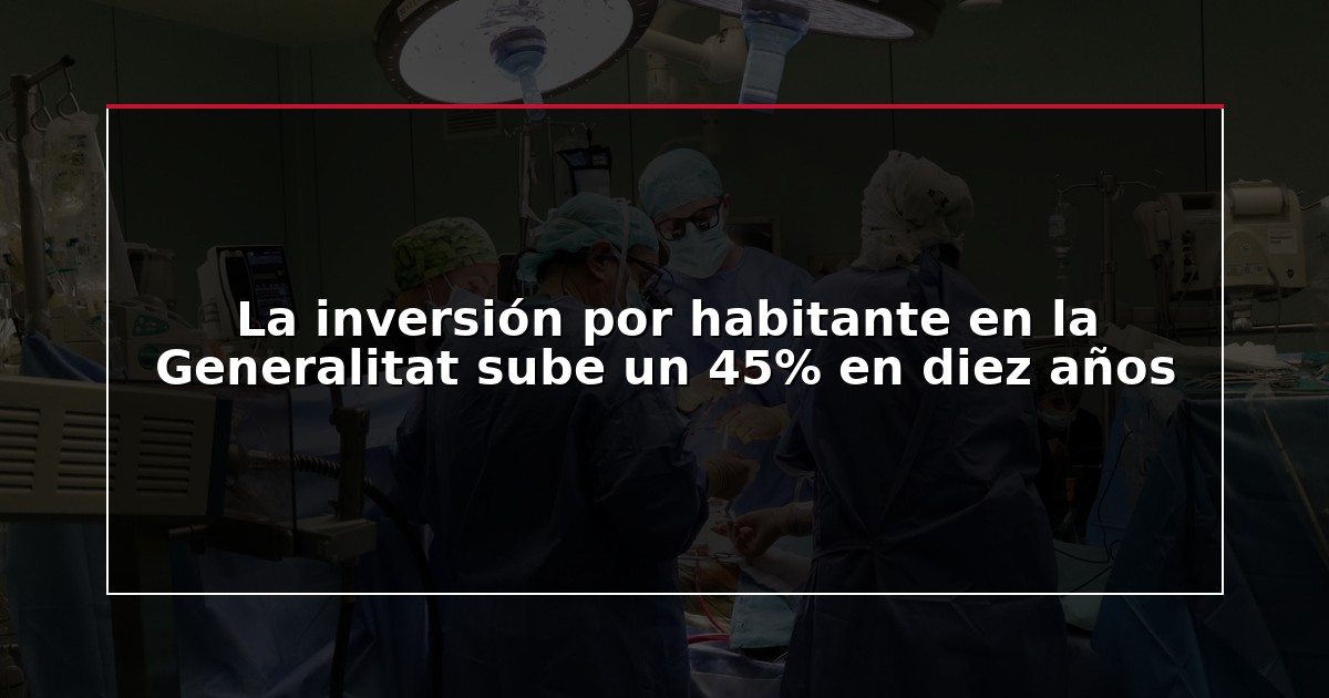 La inversión por habitante en la Generalitat sube un 45% en diez años