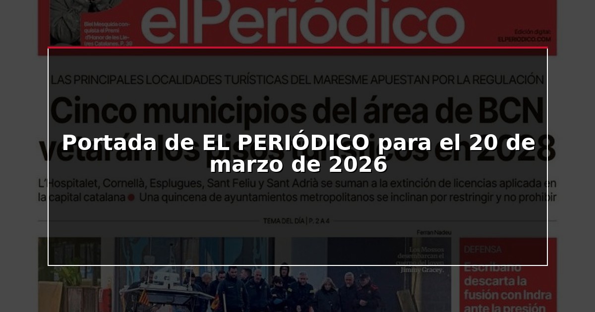 Portada de EL PERIÓDICO para el 20 de marzo de 2026