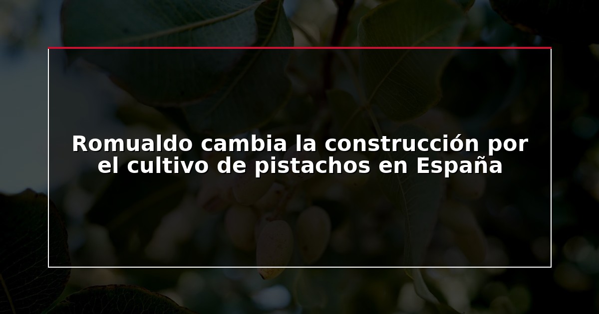 Romualdo cambia la construcción por el cultivo de pistachos en España