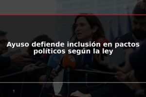 Ayuso defiende inclusión en pactos políticos según la ley