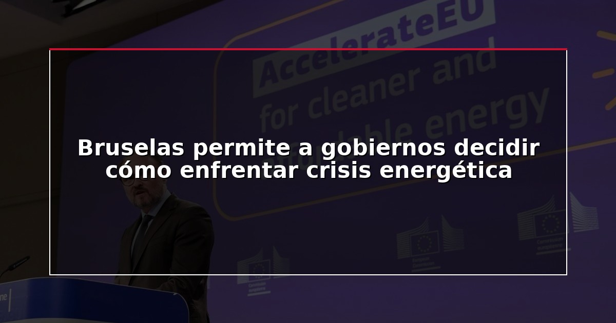 Bruselas permite a gobiernos decidir cómo enfrentar crisis energética