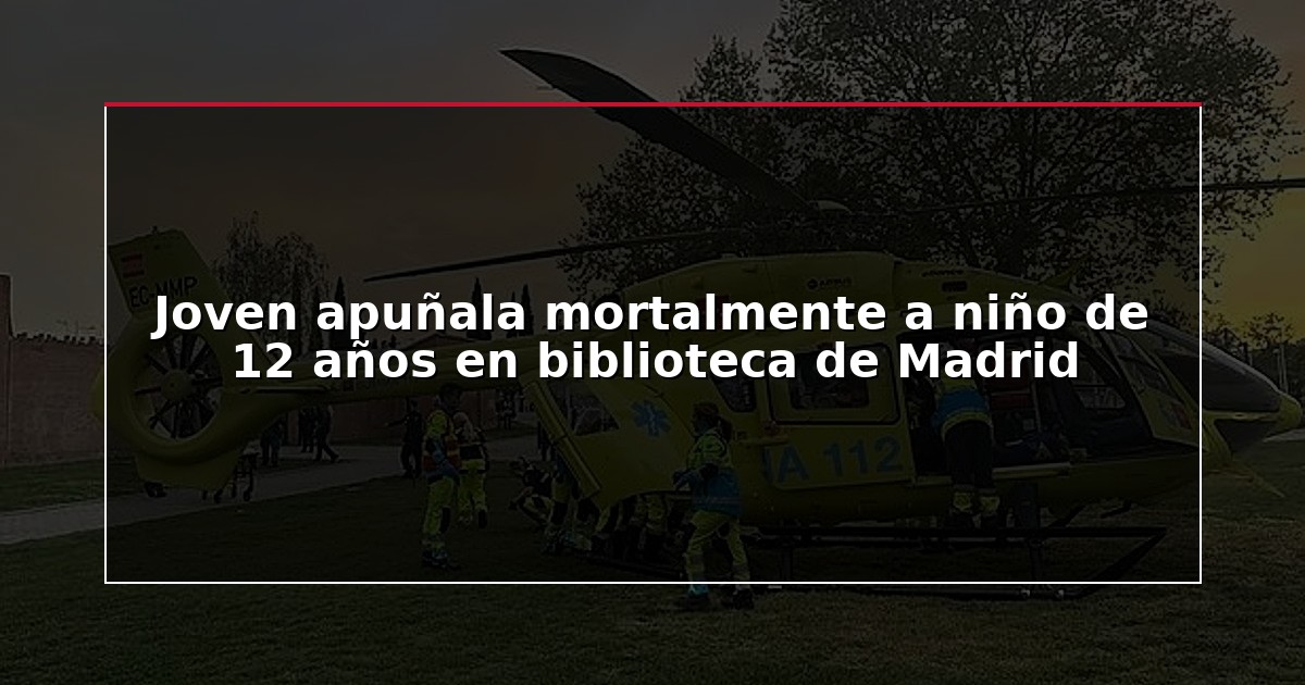 Joven apuñala mortalmente a niño de 12 años en biblioteca de Madrid