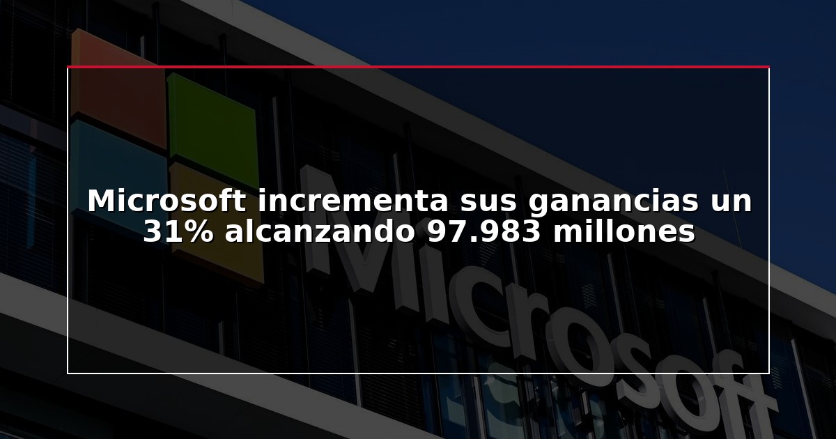 Microsoft incrementa sus ganancias un 31% alcanzando 97.983 millones