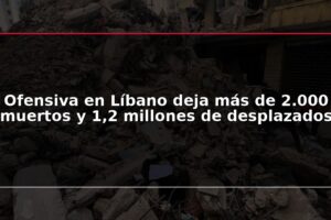 Ofensiva en Líbano deja más de 2.000 muertos y 1,2 millones de desplazados