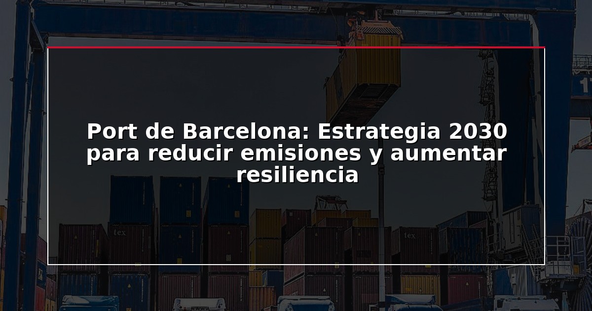 Port de Barcelona: Estrategia 2030 para reducir emisiones y aumentar resiliencia