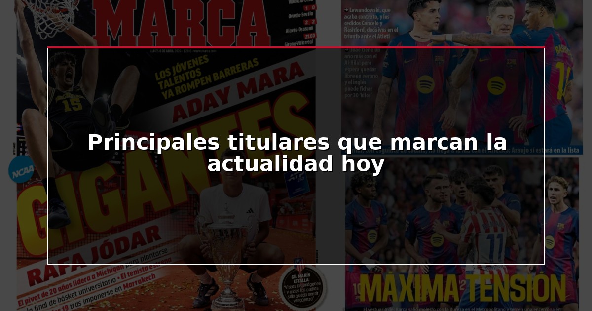 Principales titulares que marcan la actualidad hoy