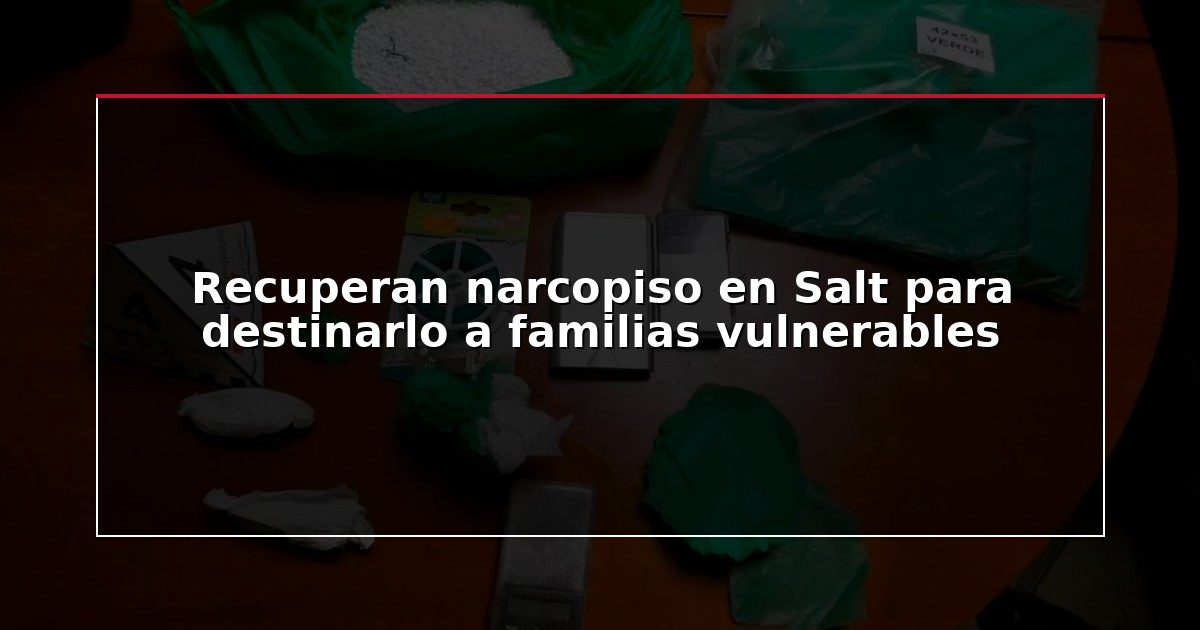 Recuperan narcopiso en Salt para destinarlo a familias vulnerables