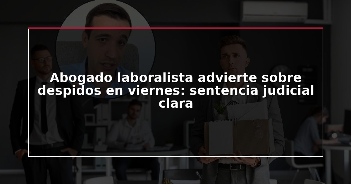 Abogado laboralista advierte sobre despidos en viernes: sentencia judicial clara