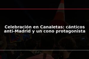 Celebración en Canaletas: cánticos anti-Madrid y un cono protagonista