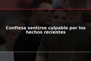 Confiesa sentirse culpable por los hechos recientes