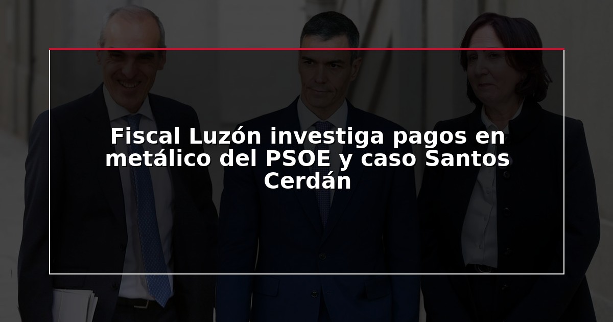 Fiscal Luzón investiga pagos en metálico del PSOE y caso Santos Cerdán