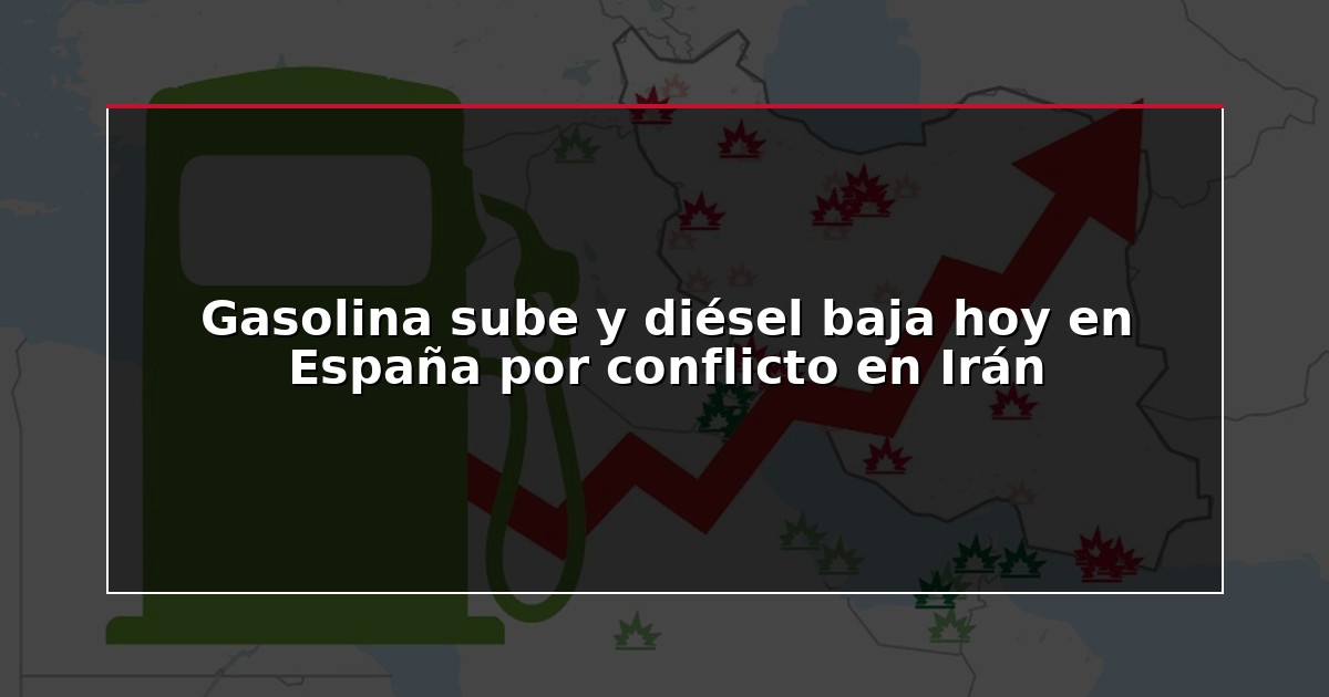 Gasolina sube y diésel baja hoy en España por conflicto en Irán
