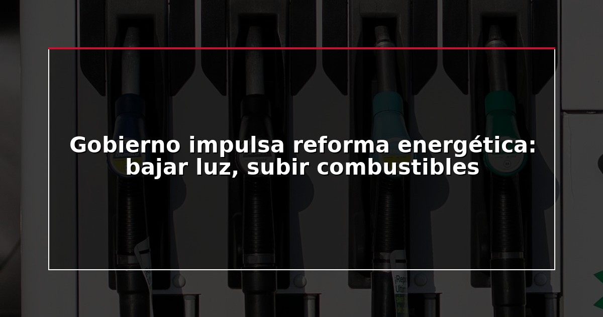 Gobierno impulsa reforma energética: bajar luz, subir combustibles