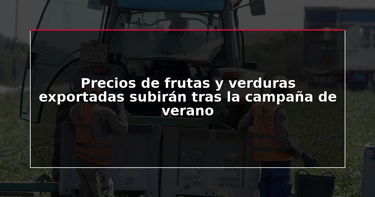 Precios de frutas y verduras exportadas subirán tras la campaña de verano
