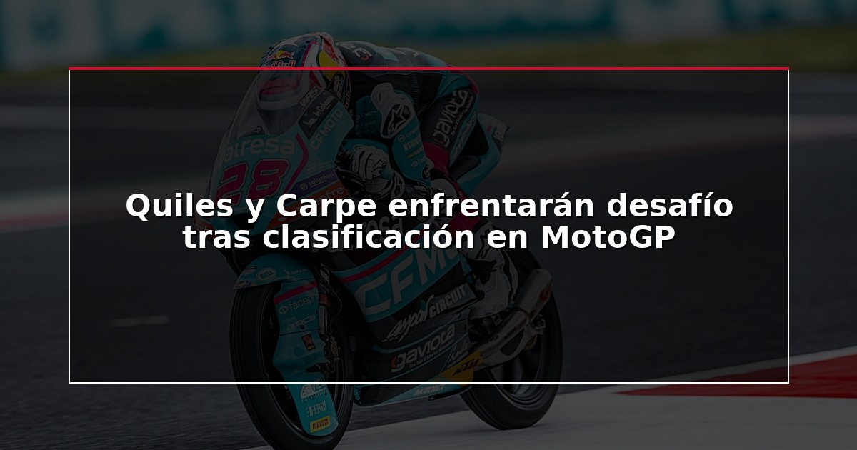 Quiles y Carpe enfrentarán desafío tras clasificación en MotoGP