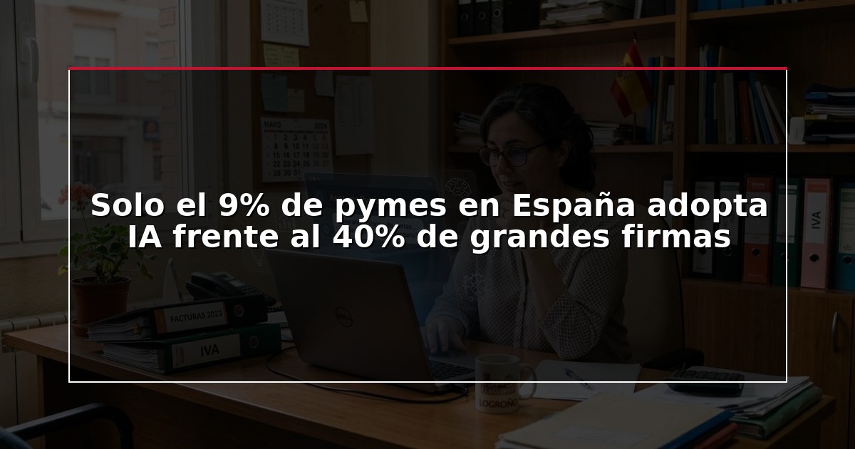Solo el 9% de pymes en España adopta IA frente al 40% de grandes firmas