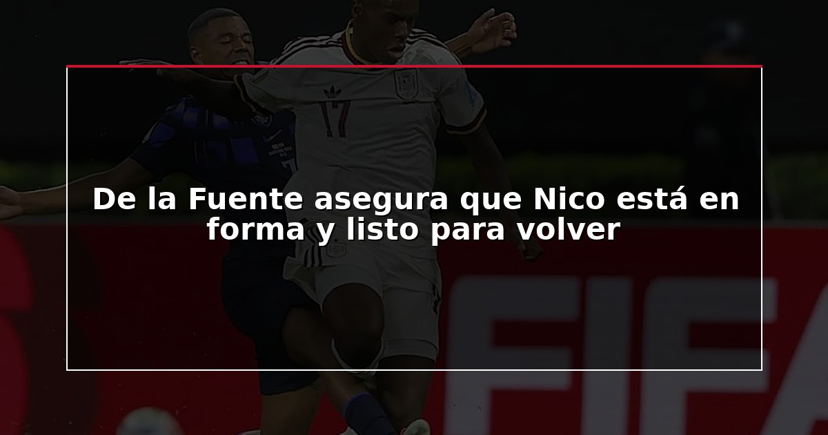De la Fuente asegura que Nico está en forma y listo para volver