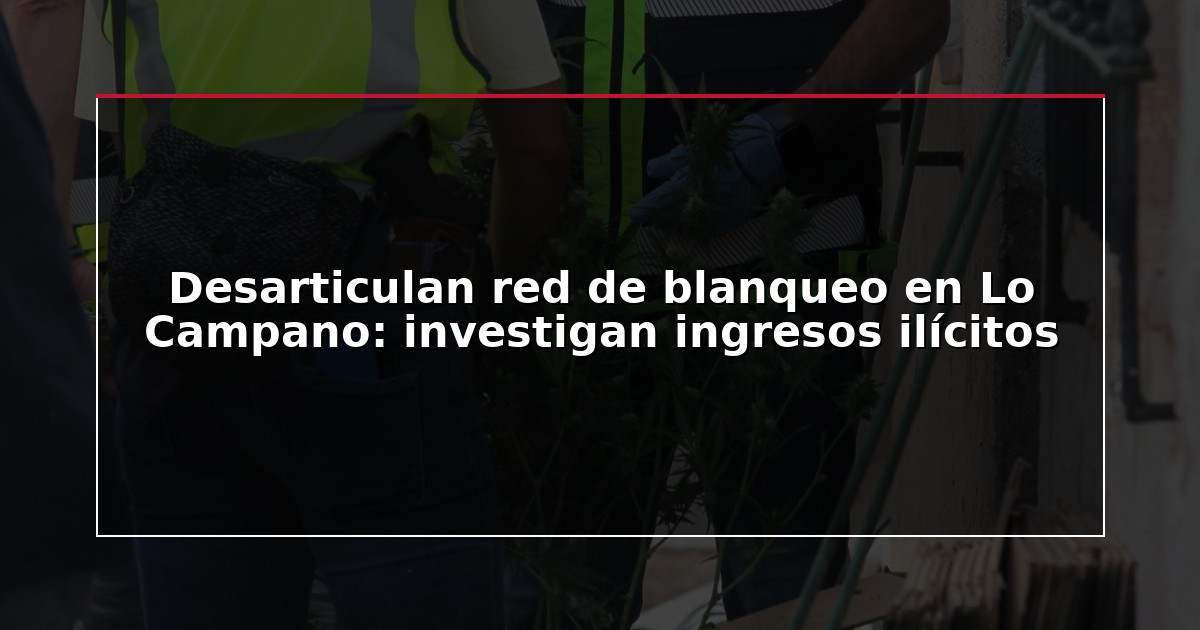 Desarticulan red de blanqueo en Lo Campano: investigan ingresos ilícitos