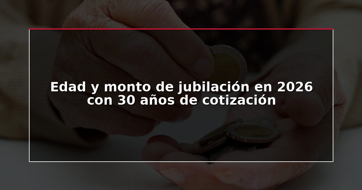 Edad y monto de jubilación en 2026 con 30 años de cotización