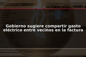 Gobierno sugiere compartir gasto eléctrico entre vecinos en la factura