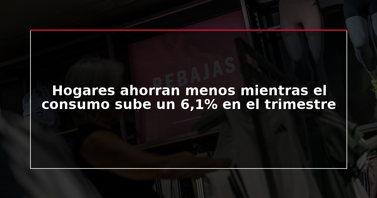 Hogares ahorran menos mientras el consumo sube un 6,1% en el trimestre