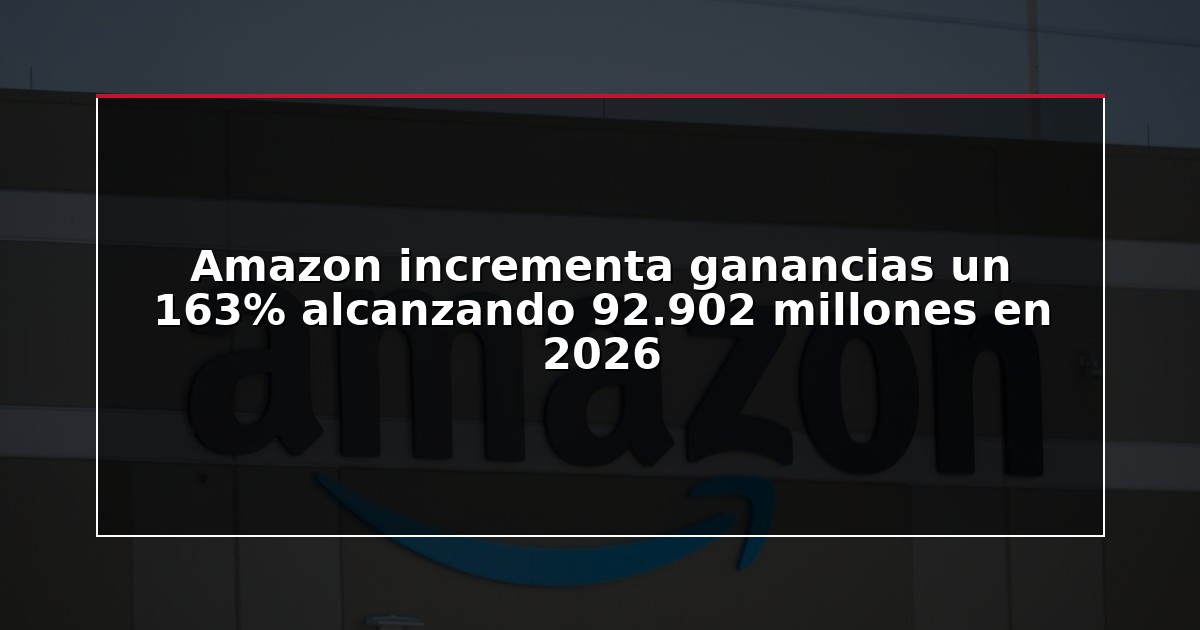 Amazon incrementa ganancias un 163% alcanzando 92.902 millones en 2026