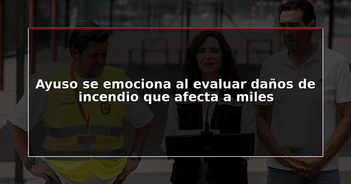 Ayuso se emociona al evaluar daños de incendio que afecta a miles
