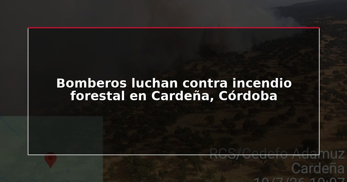 Bomberos luchan contra incendio forestal en Cardeña, Córdoba