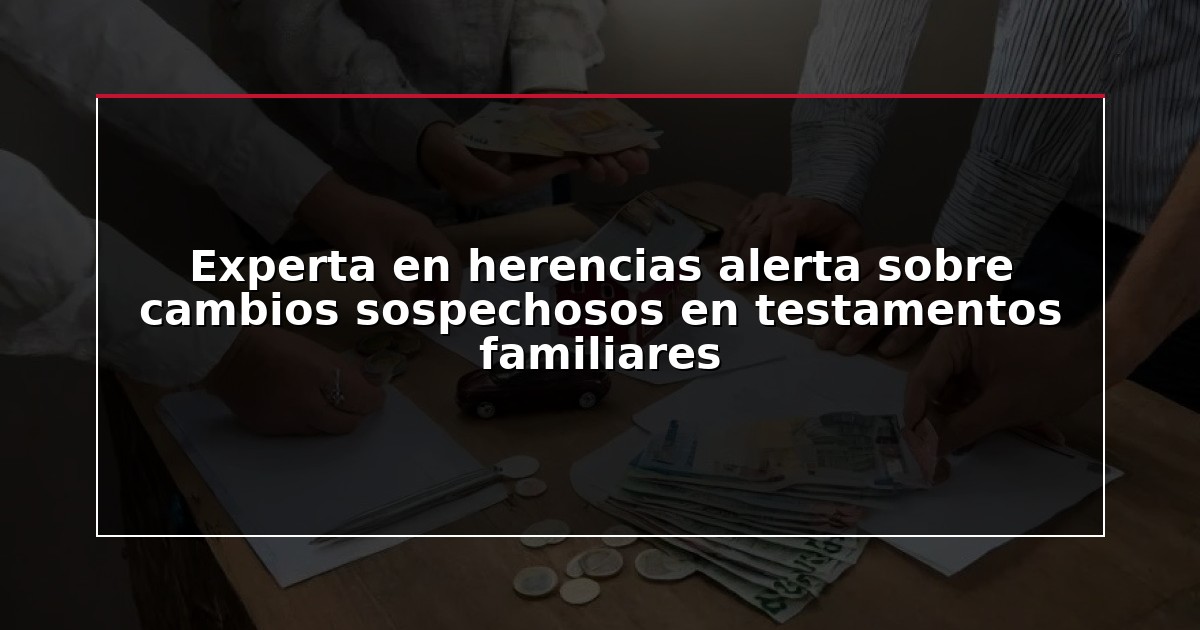 Experta en herencias alerta sobre cambios sospechosos en testamentos familiares