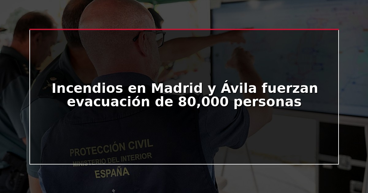 Incendios en Madrid y Ávila fuerzan evacuación de 80,000 personas