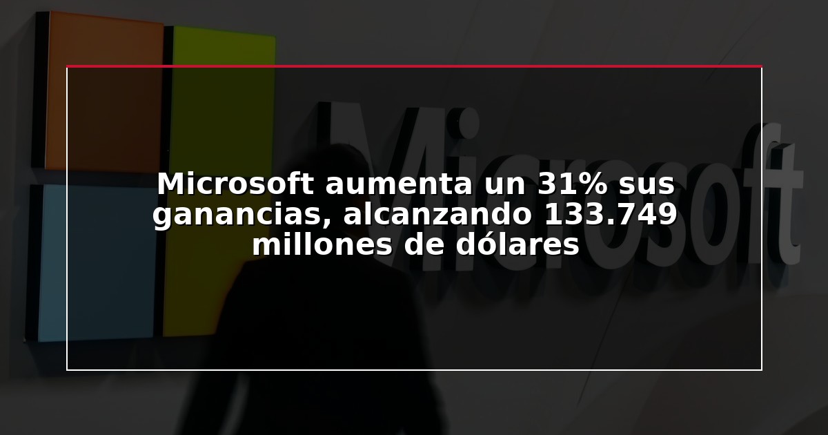 Microsoft aumenta un 31% sus ganancias, alcanzando 133.749 millones de dólares