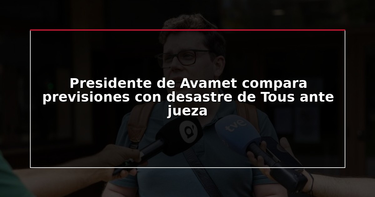 Presidente de Avamet compara previsiones con desastre de Tous ante jueza