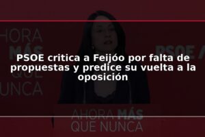 PSOE critica a Feijóo por falta de propuestas y predice su vuelta a la oposición