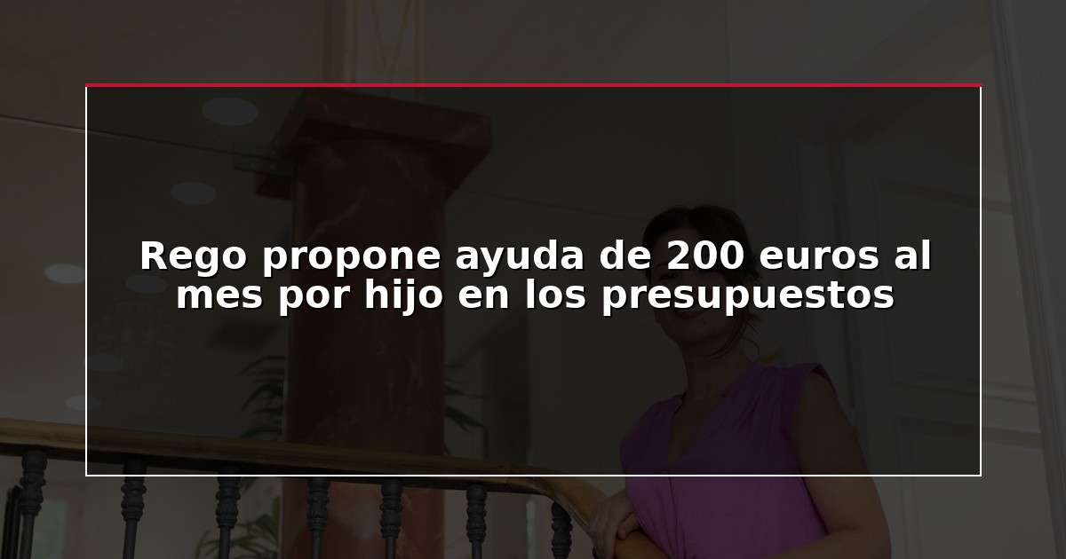 Rego propone ayuda de 200 euros al mes por hijo en los presupuestos