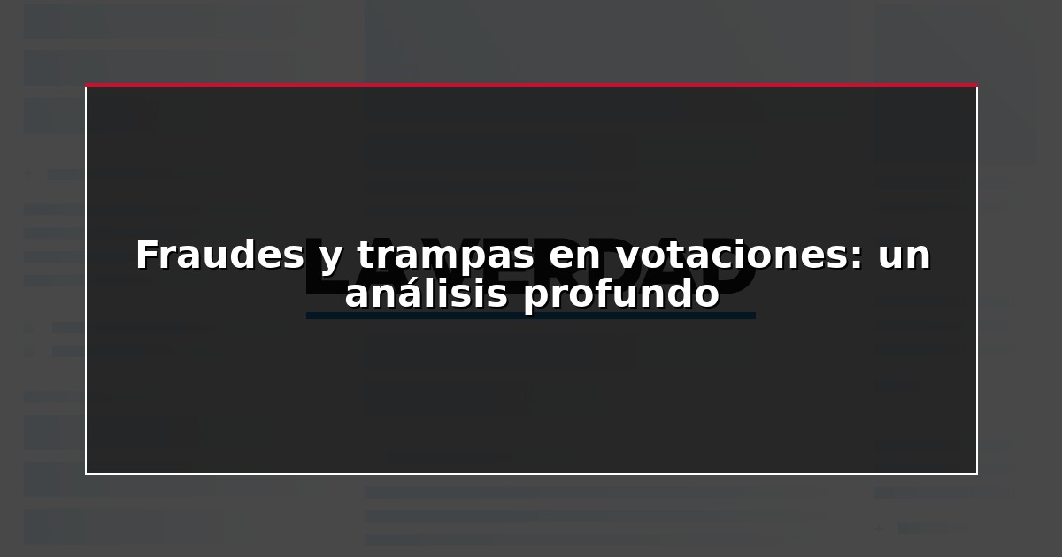 Fraudes y trampas en votaciones: un análisis profundo