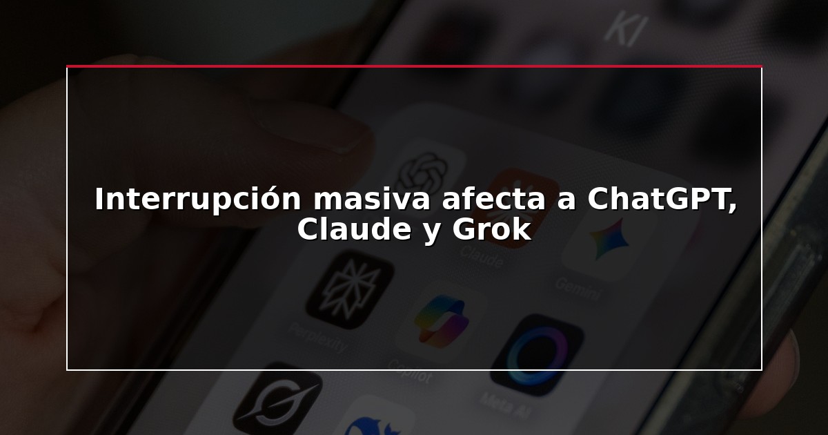 Interrupción masiva afecta a ChatGPT, Claude y Grok