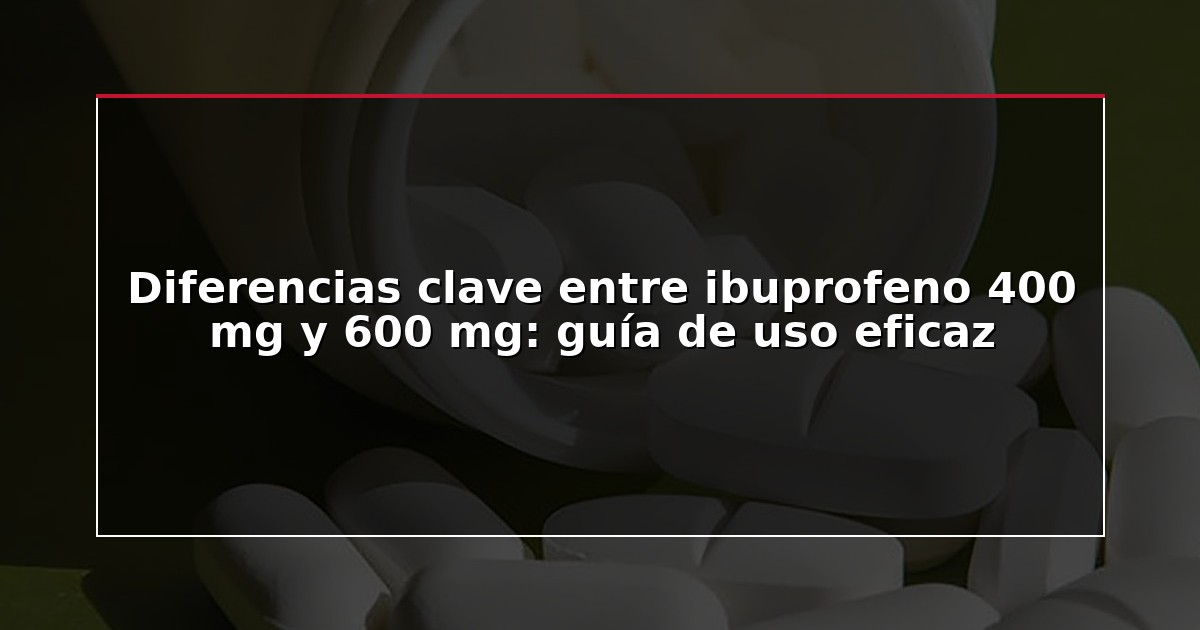 Diferencias clave entre ibuprofeno 400 mg y 600 mg: guía de uso eficaz